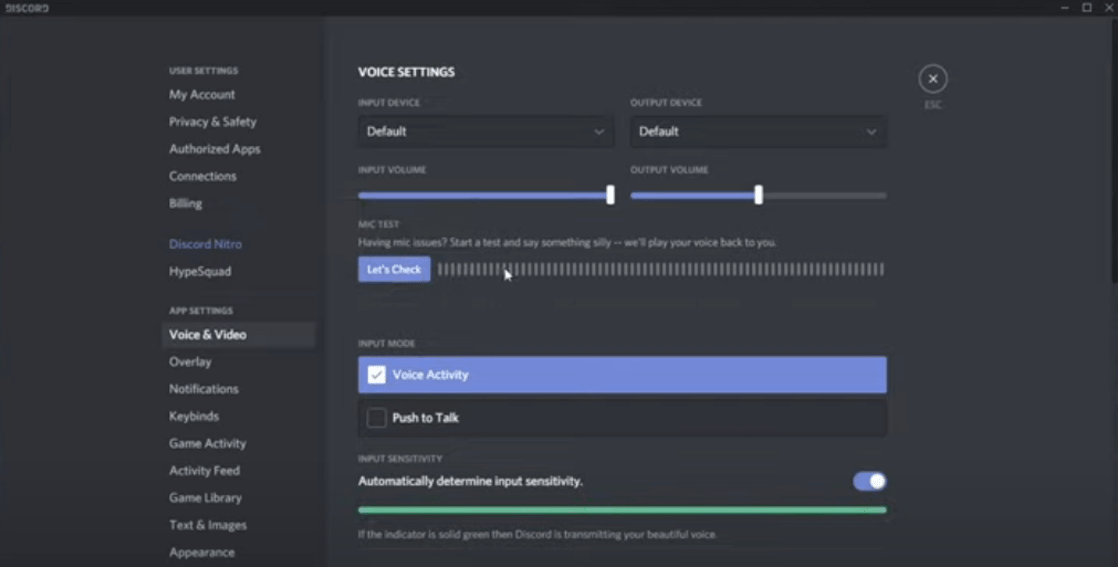 mic not working on discord